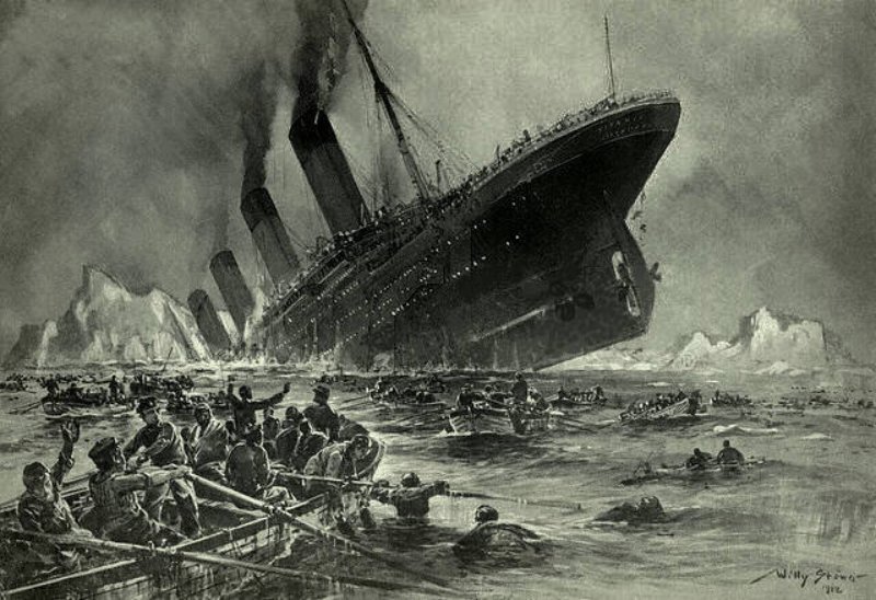 Titanic Sinking, engraving by Willy Stöwer