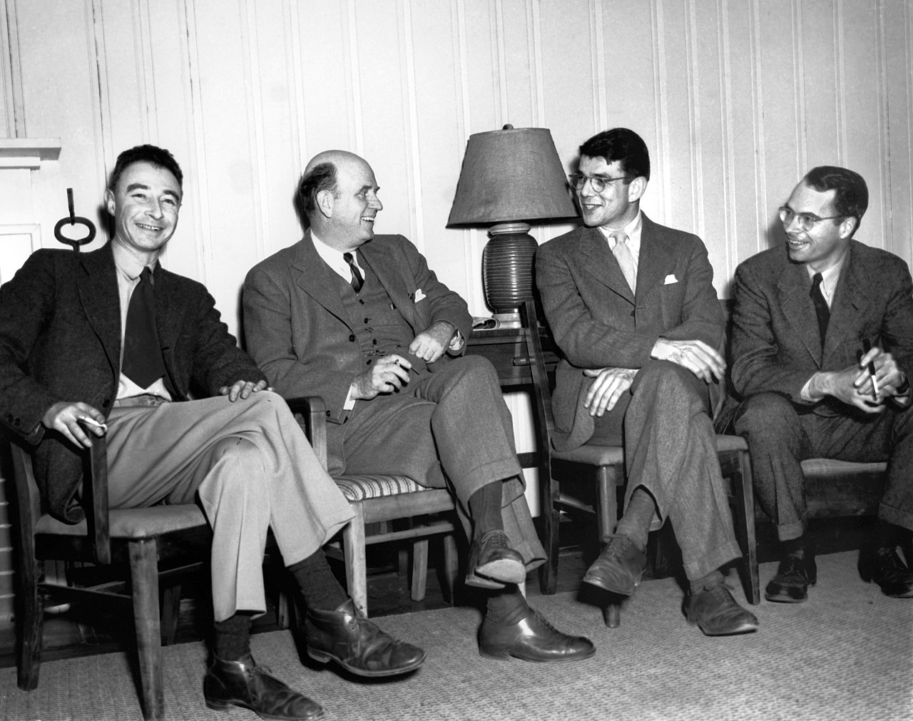 Robert Oppenheimer with State Department's Atomic Consultants at Guest House 1946 Oak Ridge