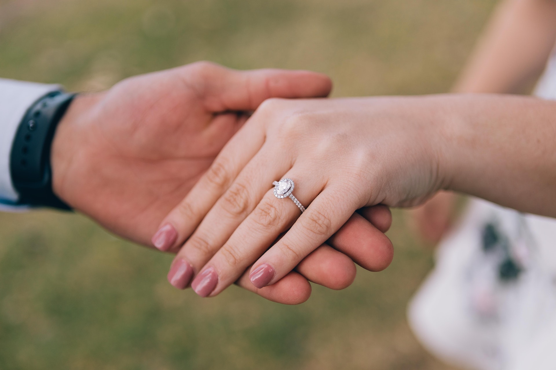 Engagement ring on bride’s hand