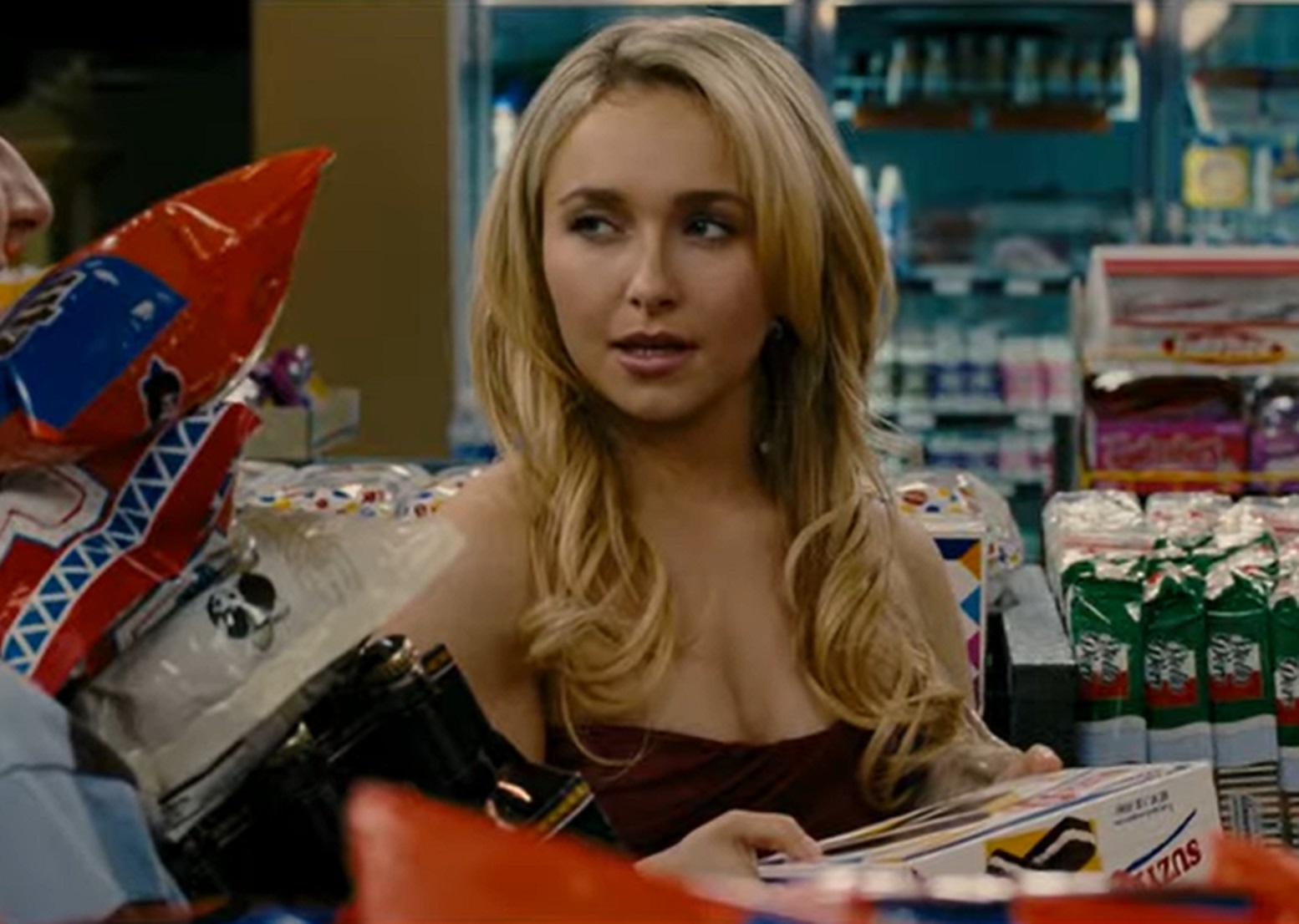Screenshot: Hayden Panettiere wearing black dress and looking a side - From  I Love You, Beth Cooper  2009