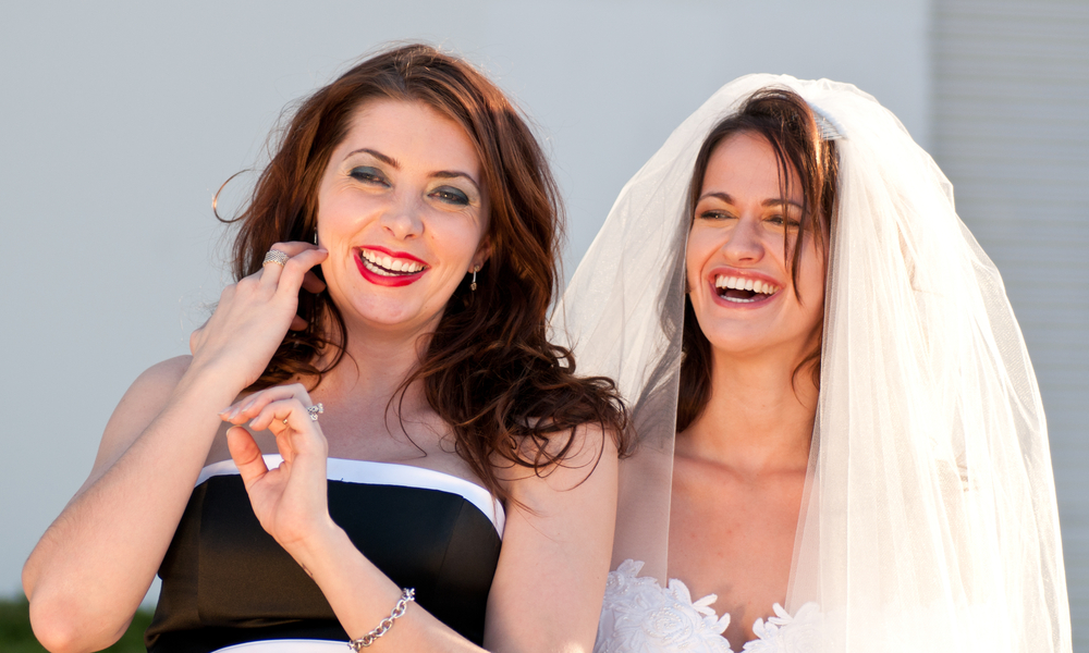 Happy bride and her best friend