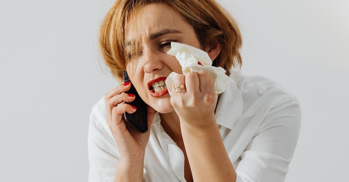 Angry Woman On The Phone Crying