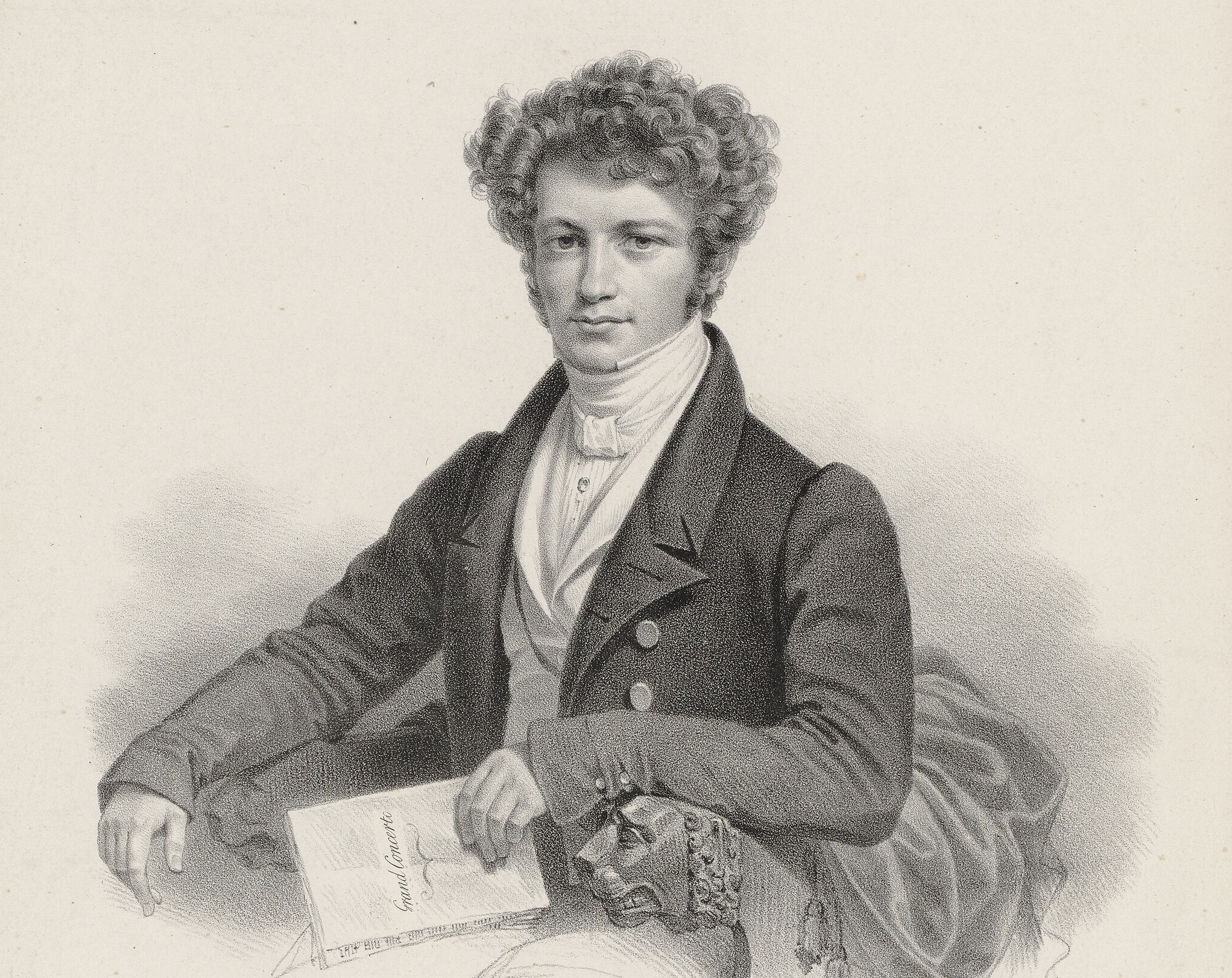 Henri Herz holding a paper and looking at front - 1830