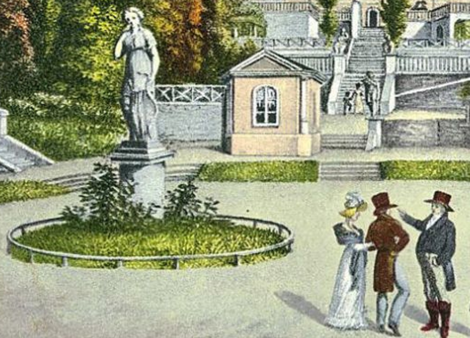 Bad Lausick Herrmannsbad - People,standing on the street talking - 1820