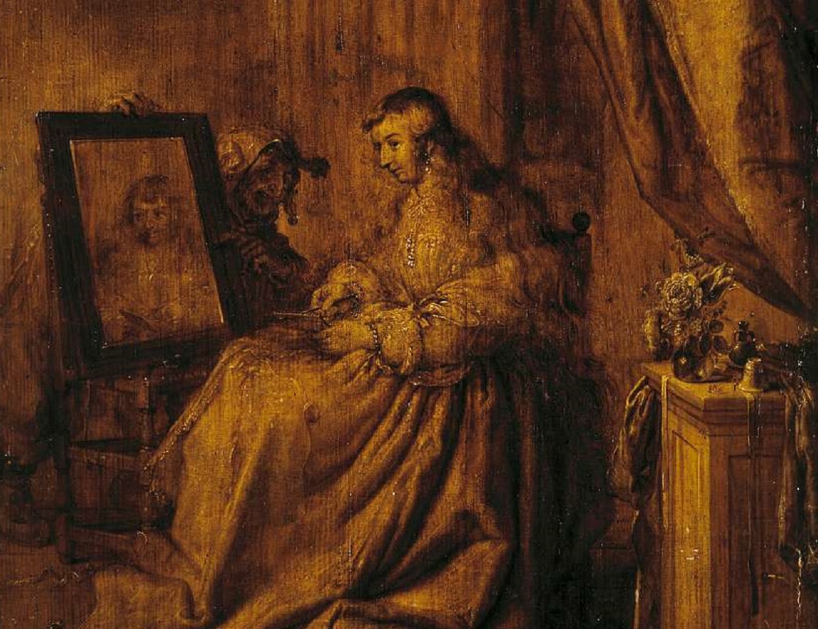 Painting of Young Woman in front of a Mirror - 1630