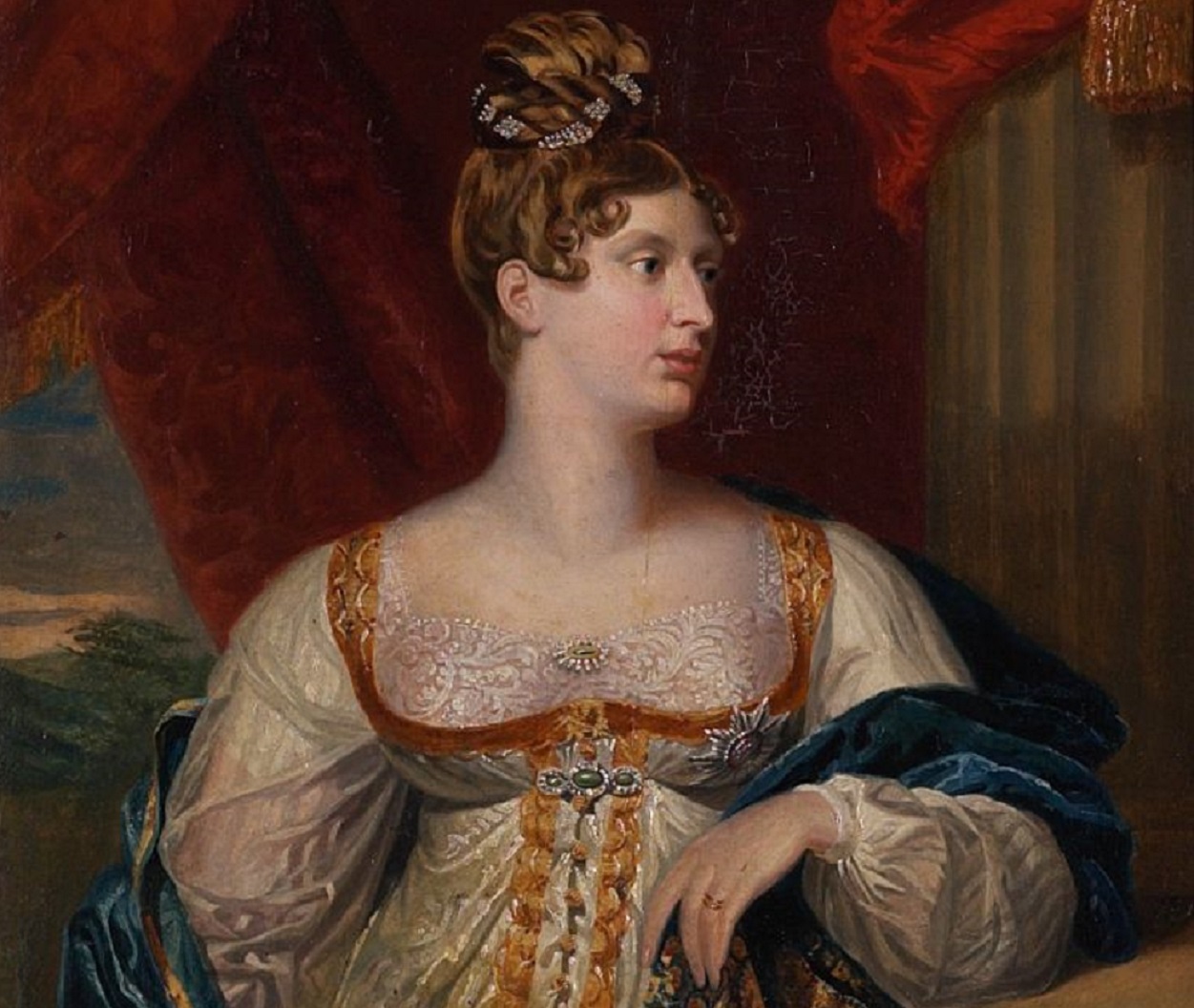 Portrait of Princess Charlotte Augusta looking at side  - 1817