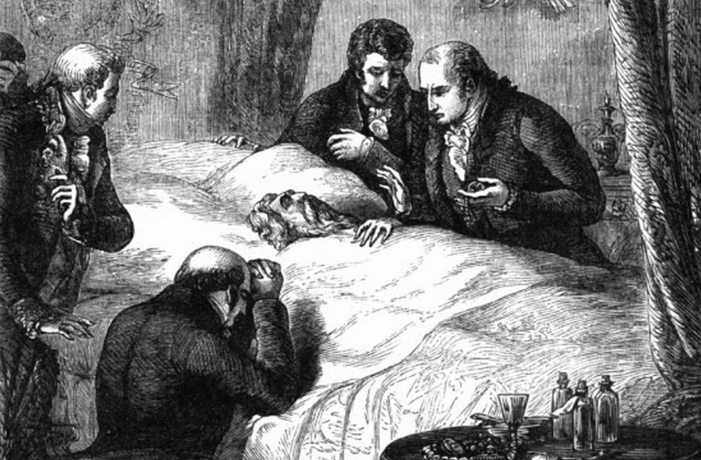 B&W painting of death of King George III - 1865