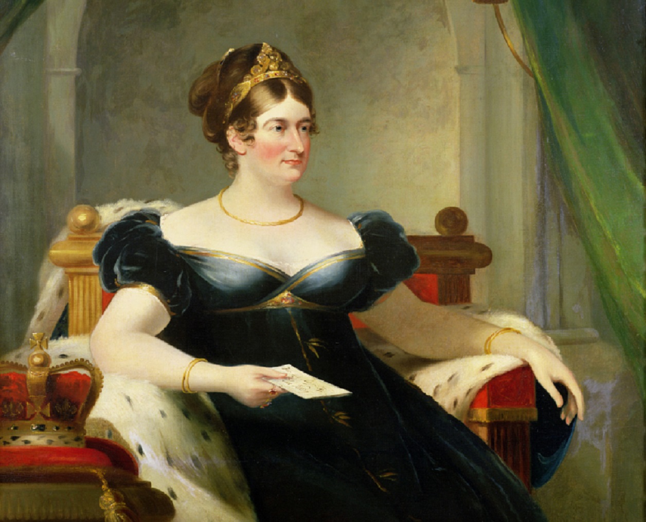 Caroline of Brunswick, Queen of the United Kingdom and Hanover wearing black dress - 1820