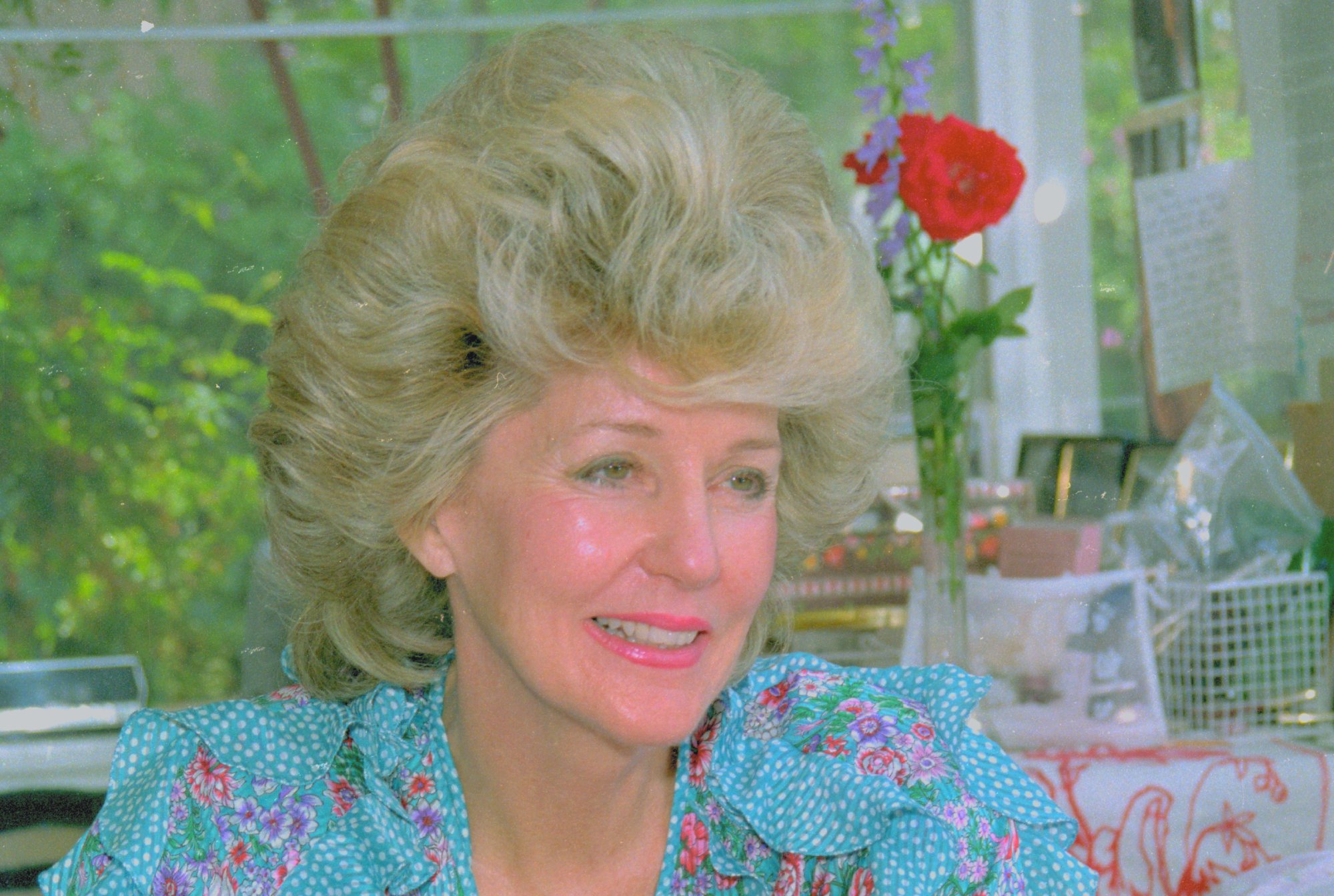 Georgia Holt Speaking in flower patterned top