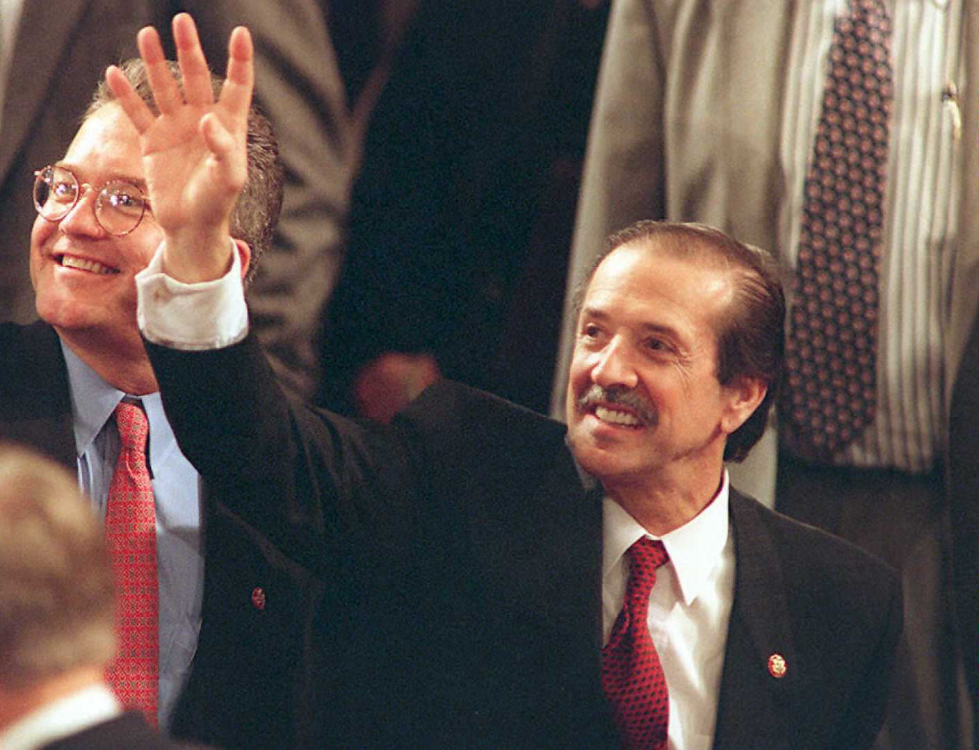 congressman Sonny Bono, R-CA, waves to the gallery