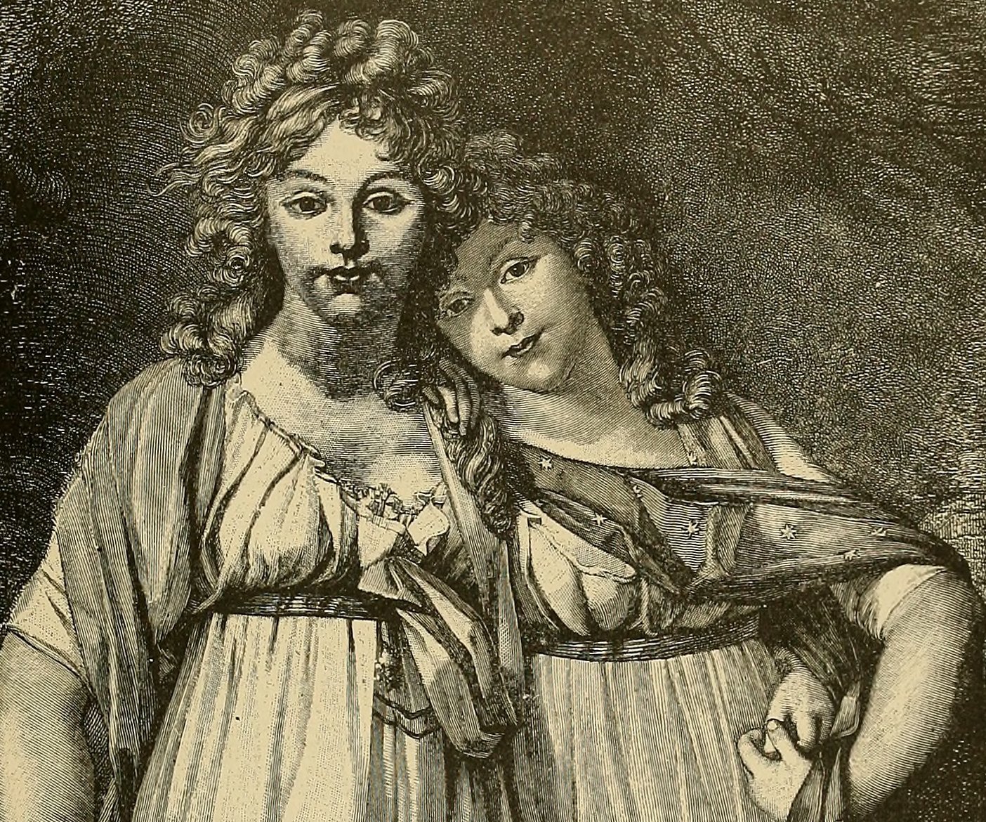 Portrait of Queen Louisa of Prussia and her sister Frederica of Mecklenburg-Strelitz at young age