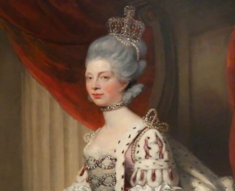 Charlotte of Mecklenburg-Strelitz in multi colored dress