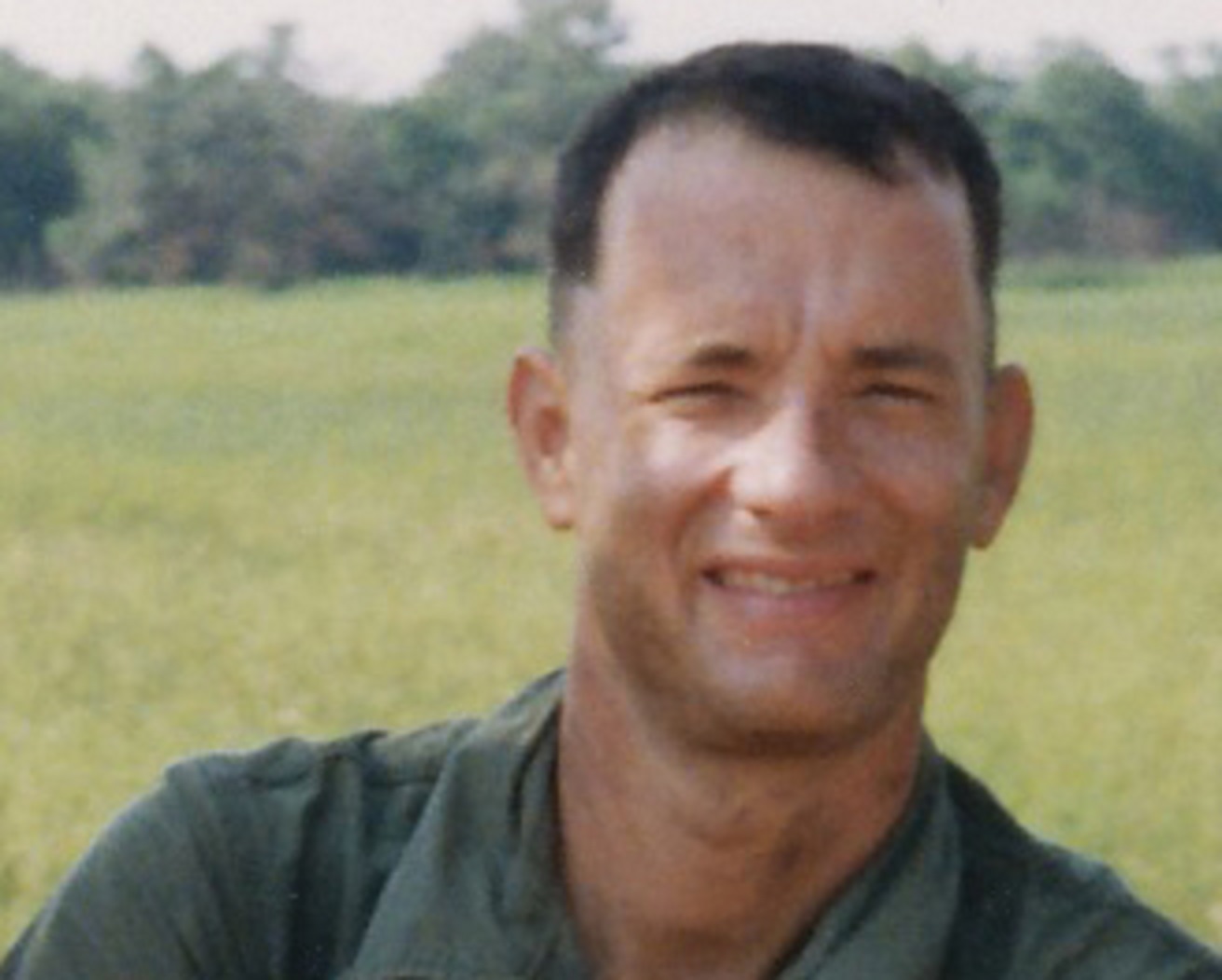 Tom Hanks as the title character on the film set of Forrest Gump.