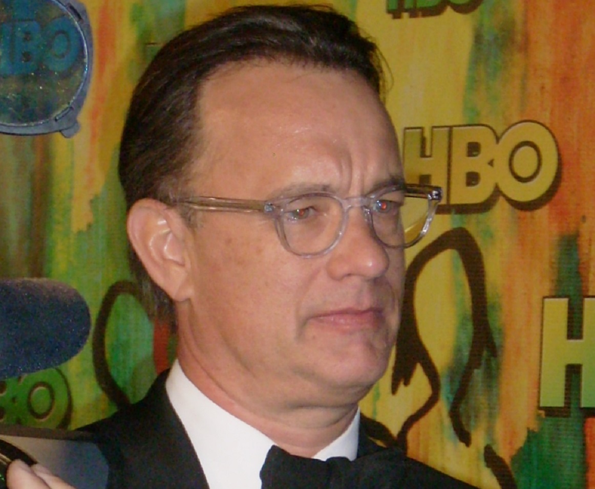 Portrait Photo of American actor and filmmaker Tom Hanks looking to the right. 