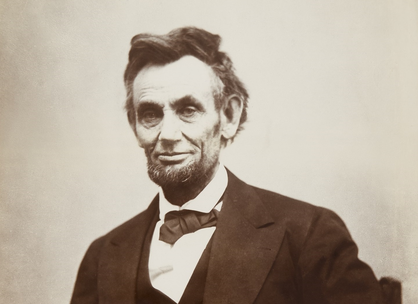 B&W photo of Abraham Lincoln looking at camera.