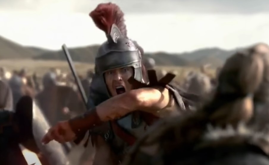 Julius Caesar, as depicted in Spartacus in roman clothes