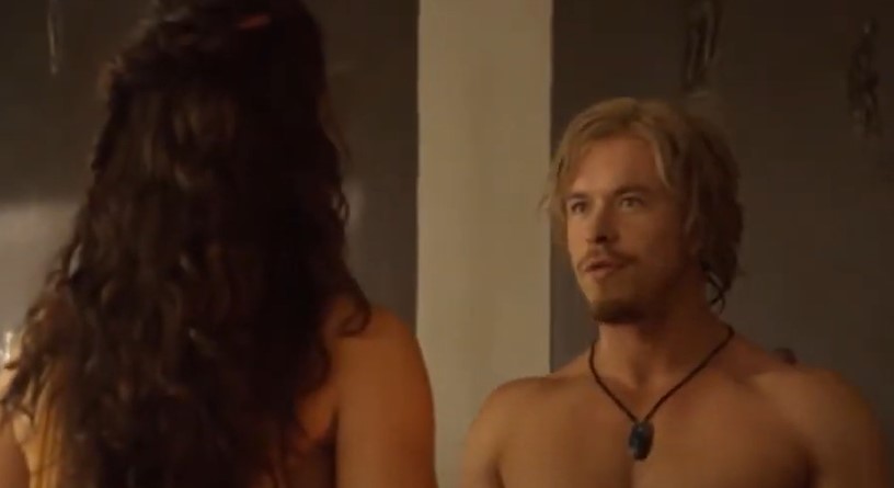 Julius Caesar, as depicted in Spartacus and a woman