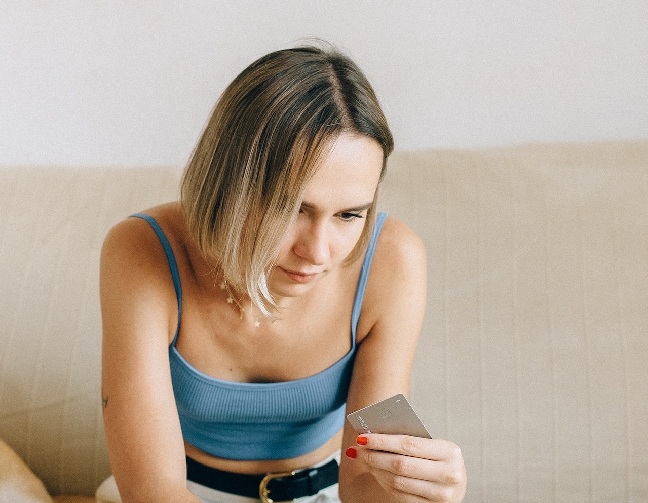 Young woman making shopping online.