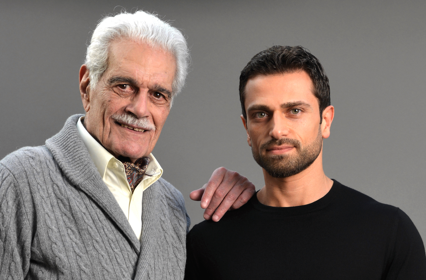 Producer and Director Ahmed Salim with actor Omar Sharif on the set of '1001 Inventions and the World Of Ibn Al-Haytham'.