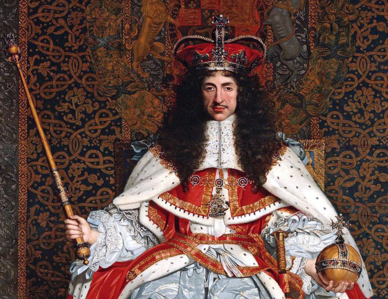 Painting portrait of King Charles II of England in Coronation robes - circa 1671-1676
