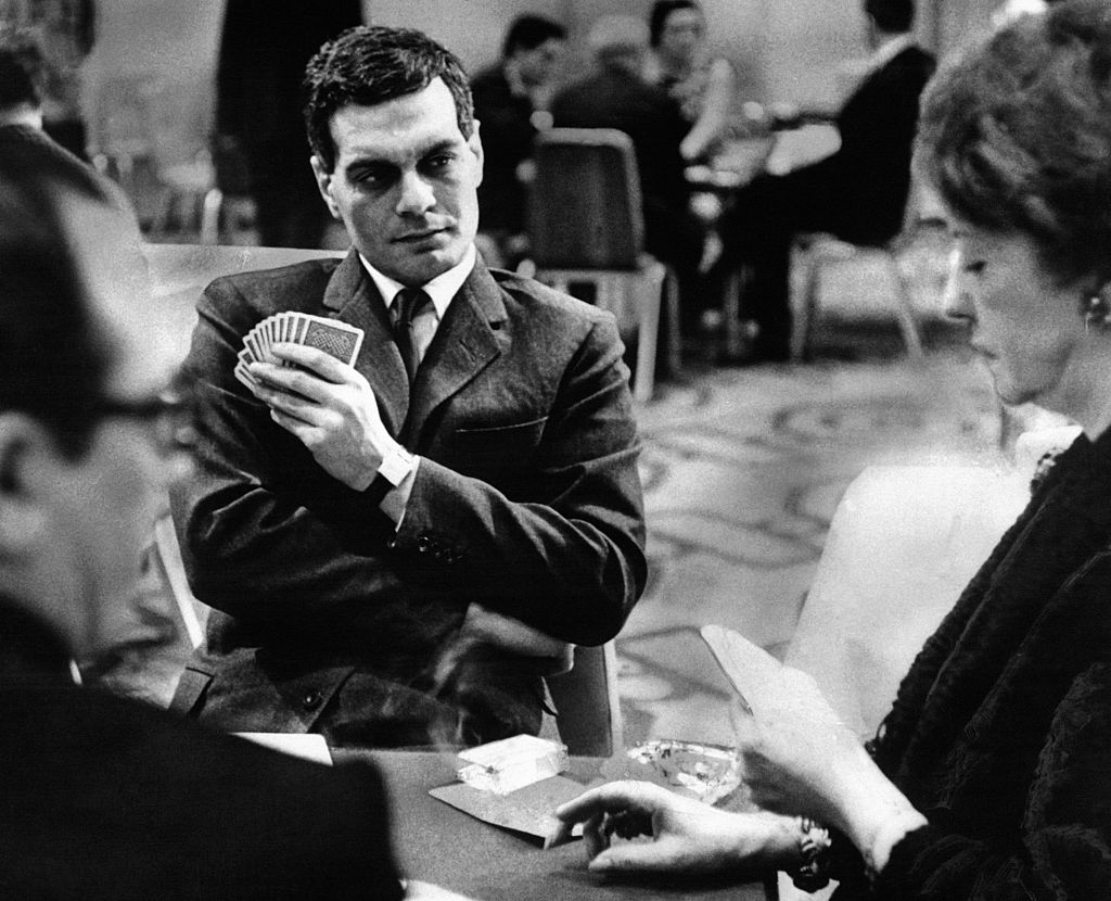 Egyptian actor Omar Sharif during a bridge tournament on April 11, 1966 in London, United Kingdom