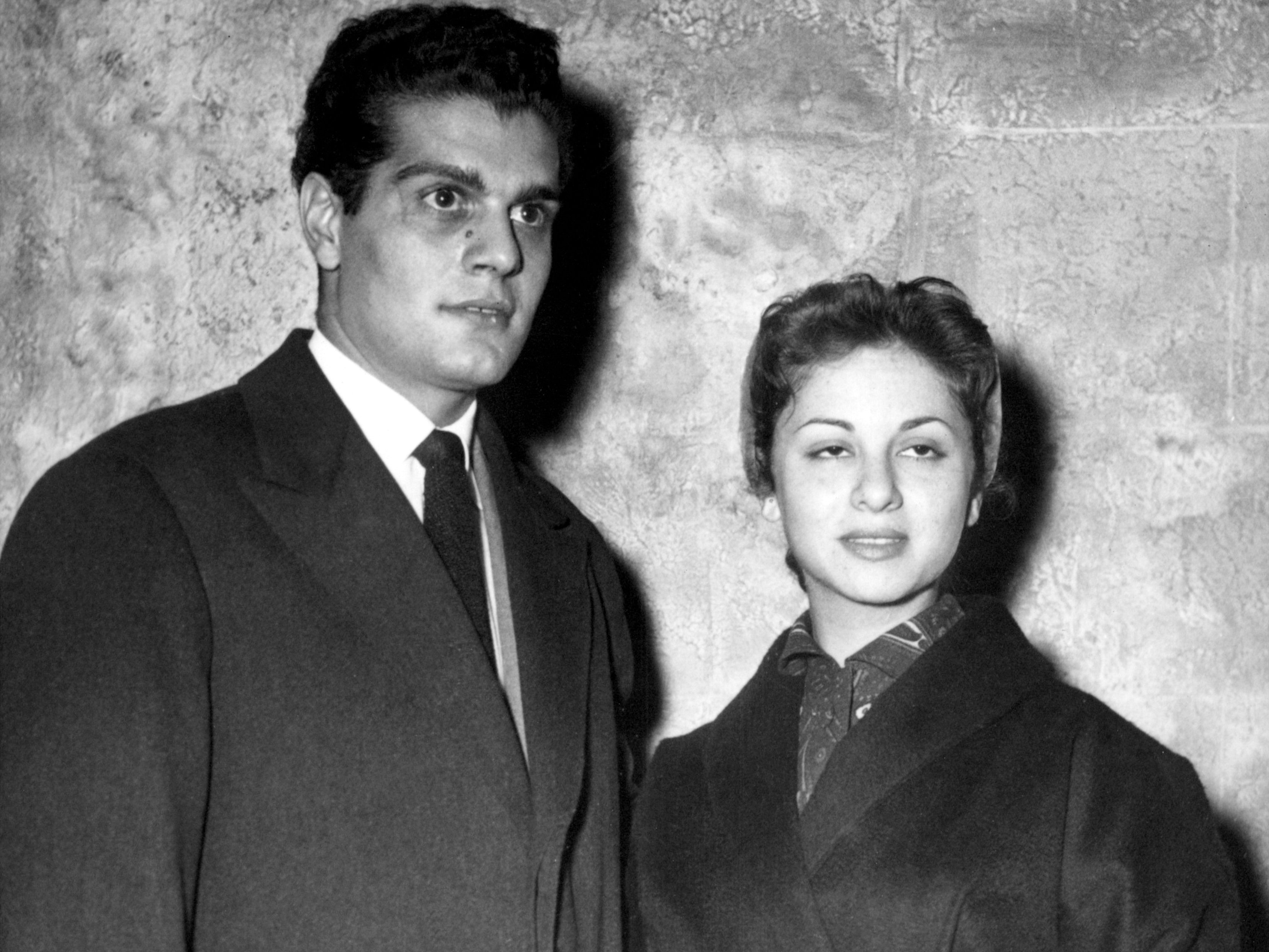 Newlyweds Omar Sharif and Faten Hamama on honeymoon