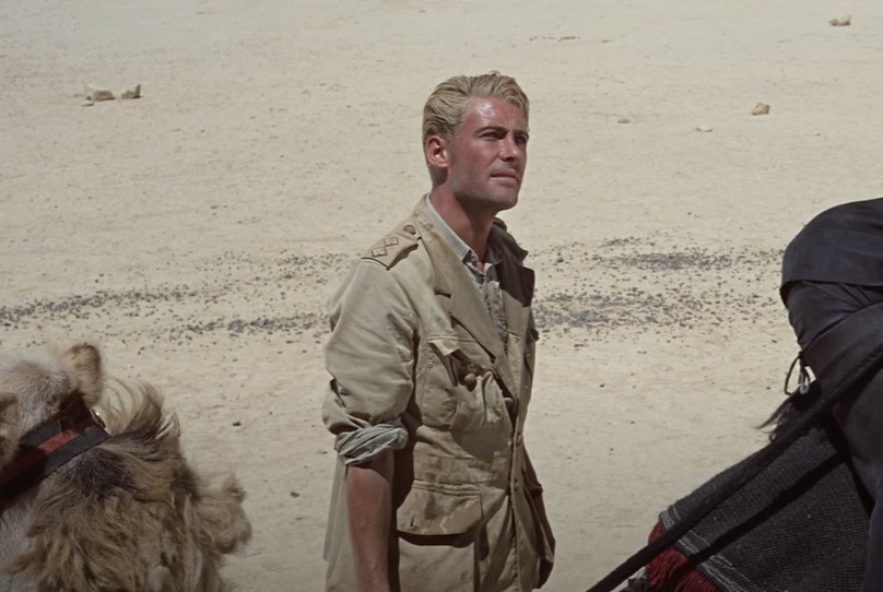 Peter O'Toole in Lawrence of Arabia at the desert in uniform