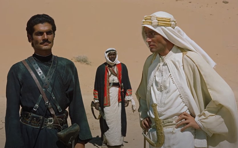 Omar Sharif in Lawrence of Arabia in black clothes