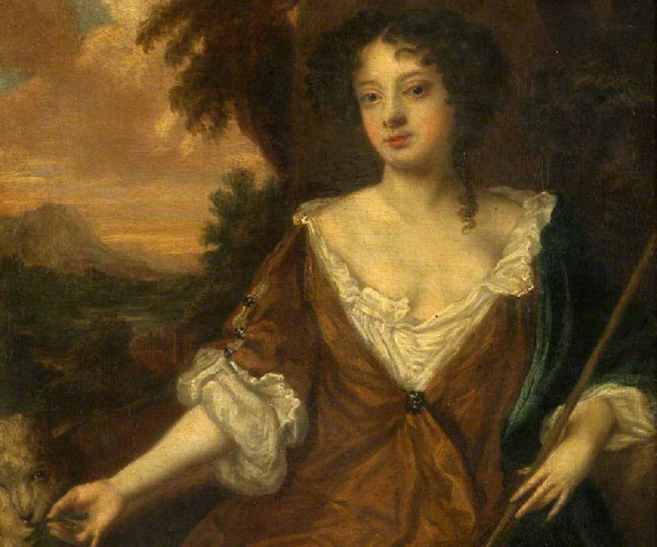 Portrait of Lucy Walter looking at front  - 17th century