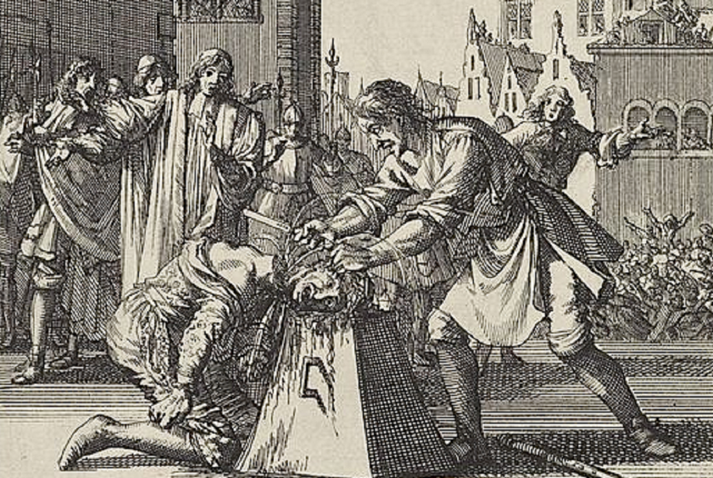 B&W image of James Scott, 1st Duke of Monmouth execution - 1698