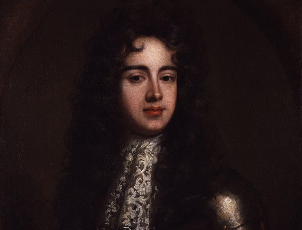 Portrait painting of James Scott, 1st Duke of Monmouth with long hair looking at front - circa 1683