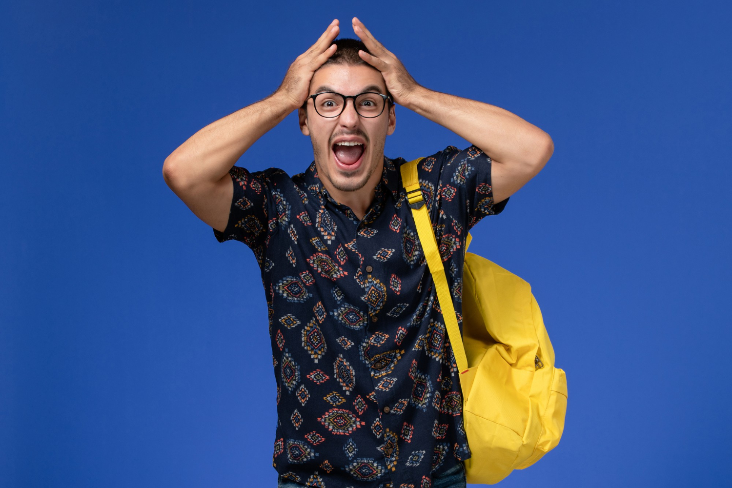 Man is screaming with scared face.