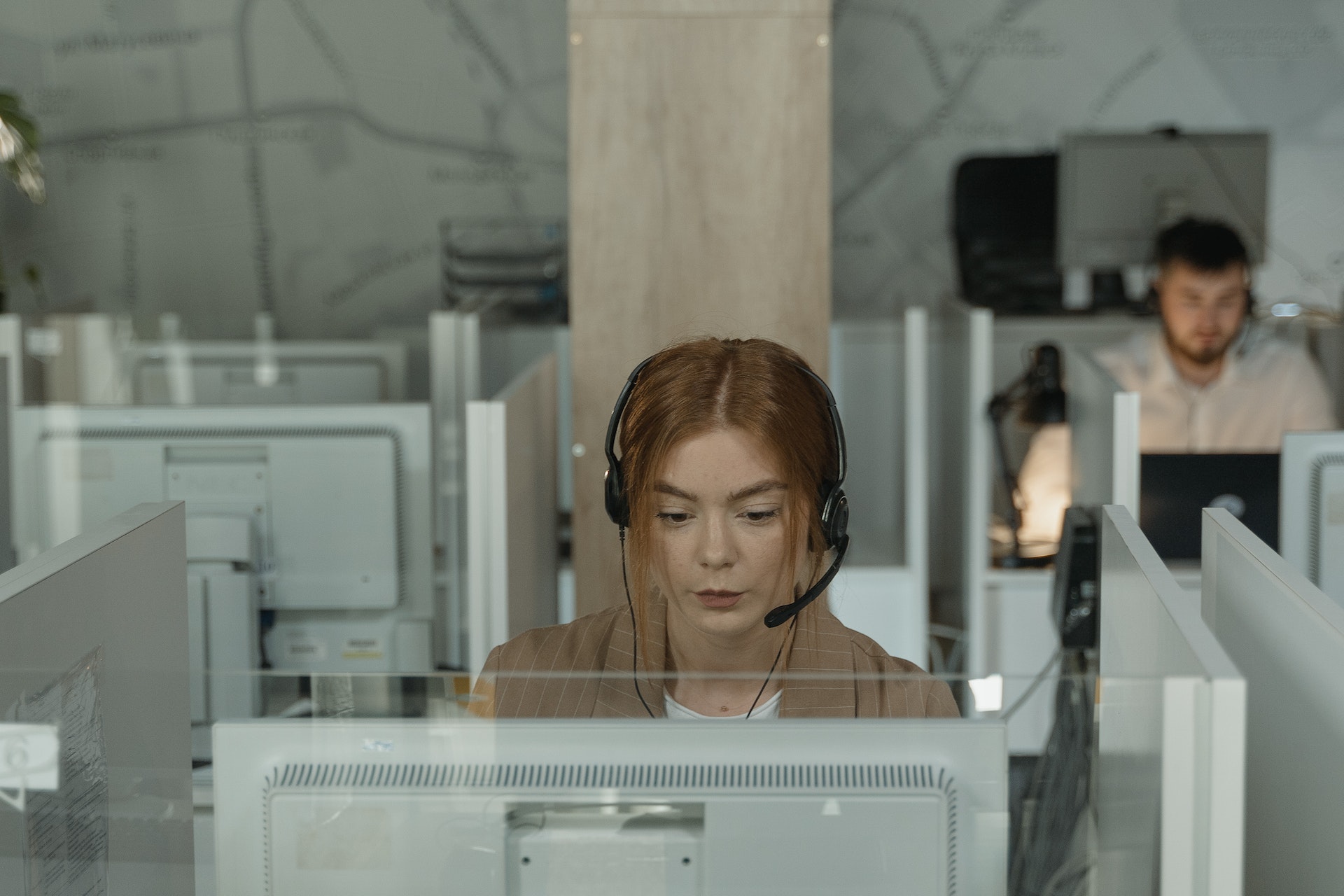 woman working at a call center