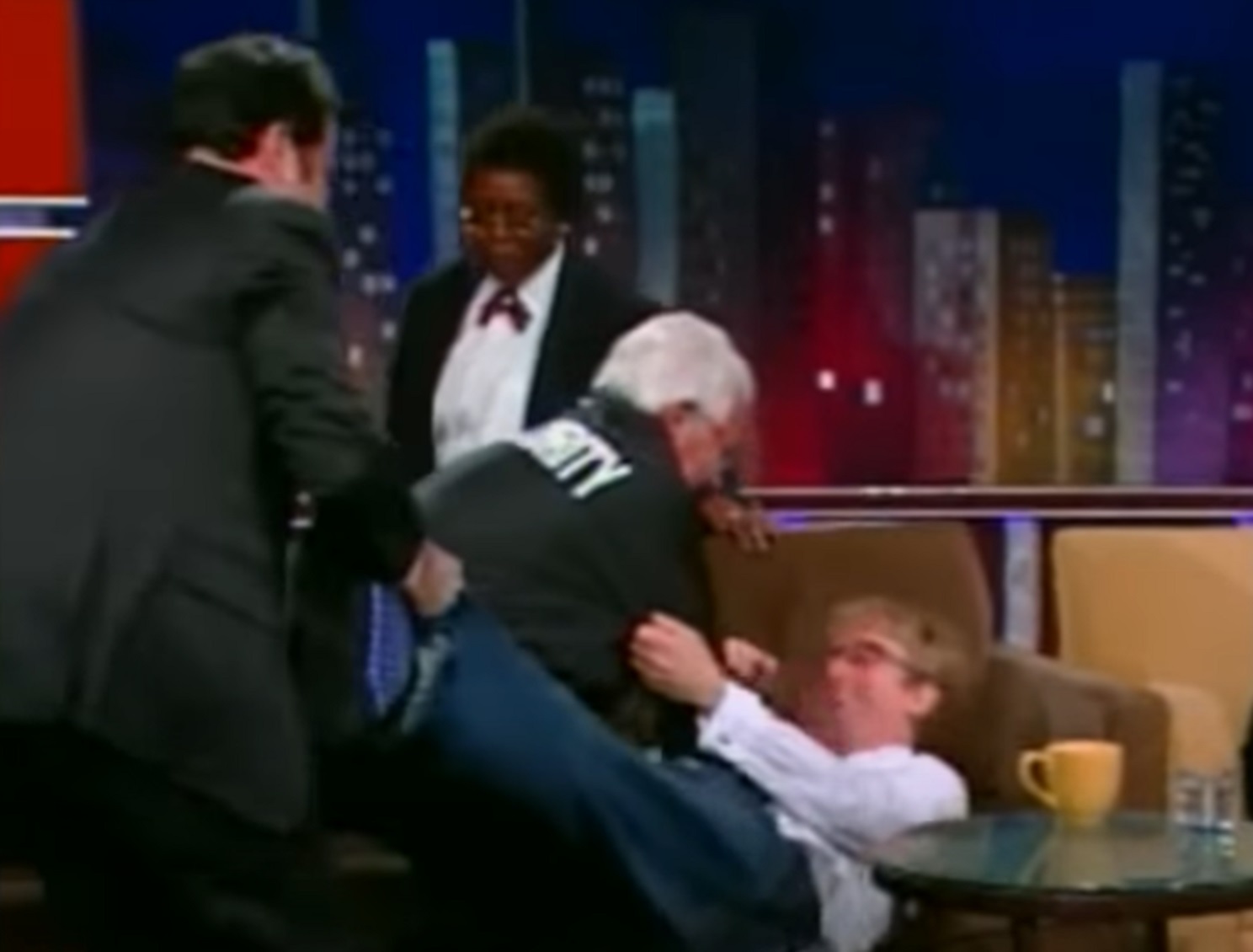 Screenshot: Andy Dick pulled out by security - from Jimmy Kimmel Live! 2007