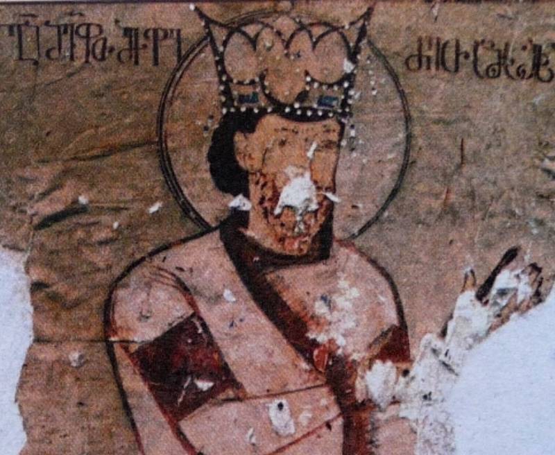George IV (Lasha), King of Georgia. A fresco from the Bertubani monastery