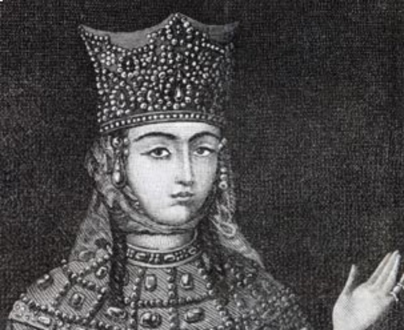 Queen Tamar of Georgia in royal clothes and a crown