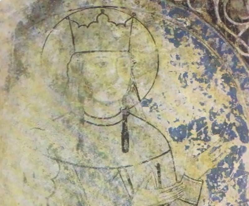 A fresco depicting Queen Tamar of Georgia from the Kintsvisi monastery