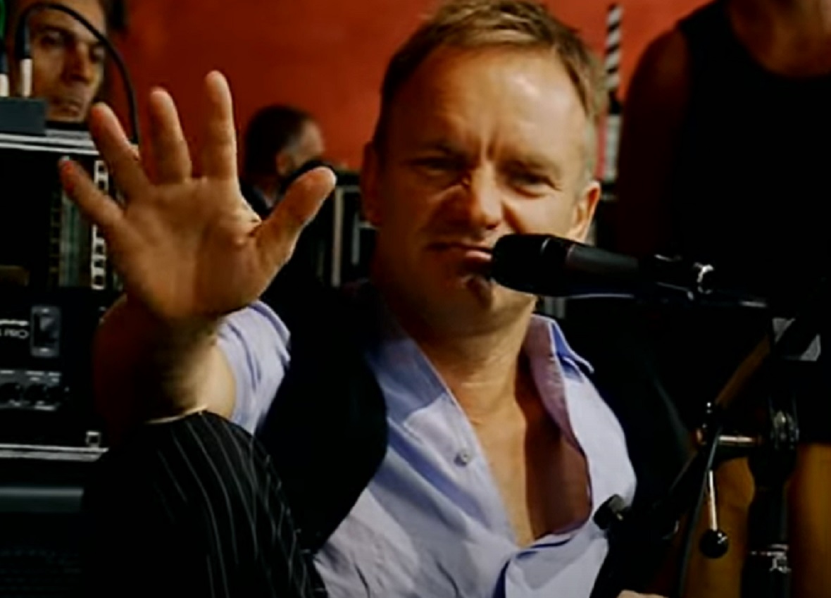 Screenshot: Sting singing in studio - from Sting-All This Time (2001)