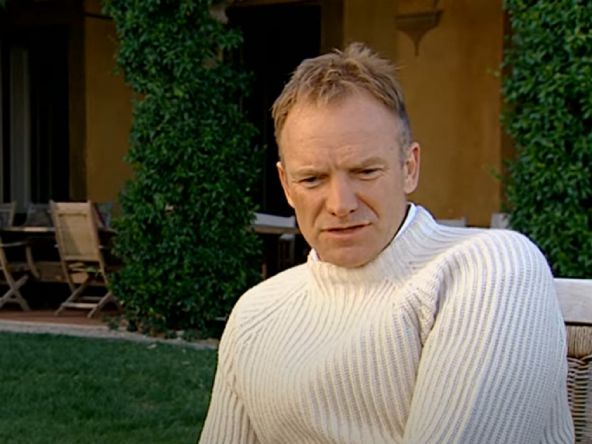 Screenshot: Sting looking down upset - from Sting-All This Time (2001)