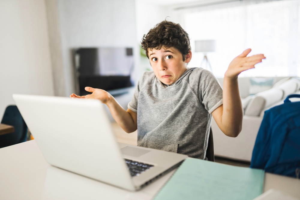 Confused and sad teen student