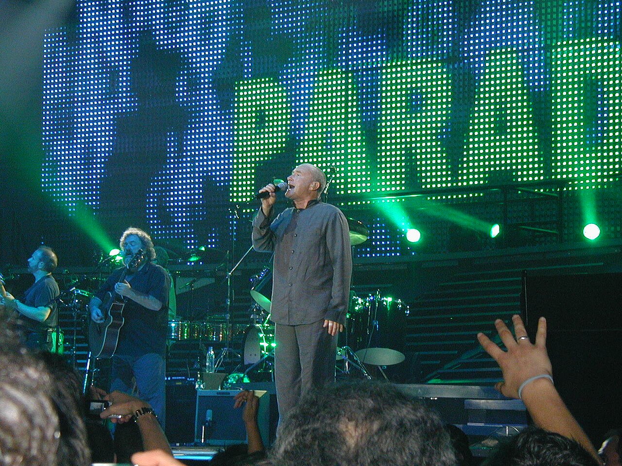 Phil Collins performing on stage in Barcelona 2004