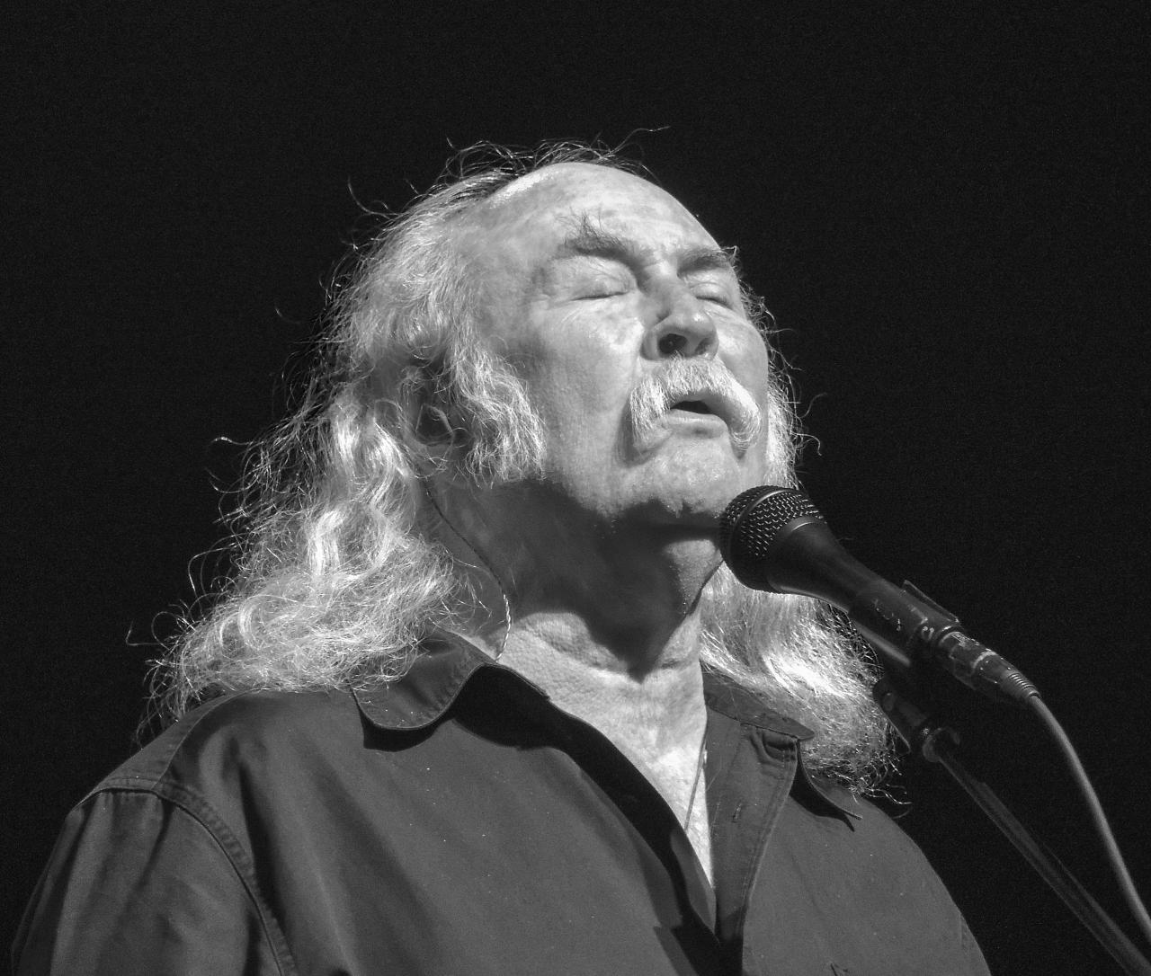 Crosby performing as part of Crosby, Stills & Nash in 2012 on stage