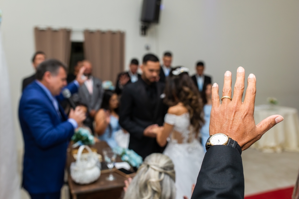 blessing couple during a marriage