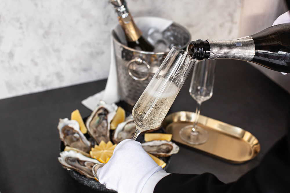 Raw oyster bar at a  wedding