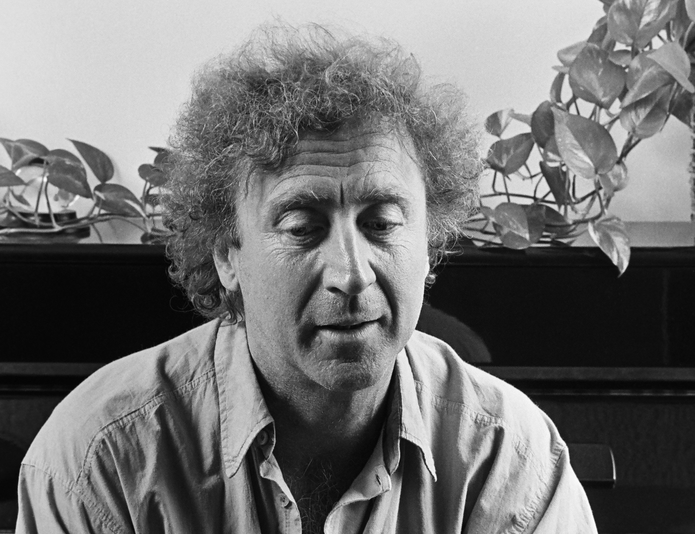 Sad Gene Wilder wearing a shirt