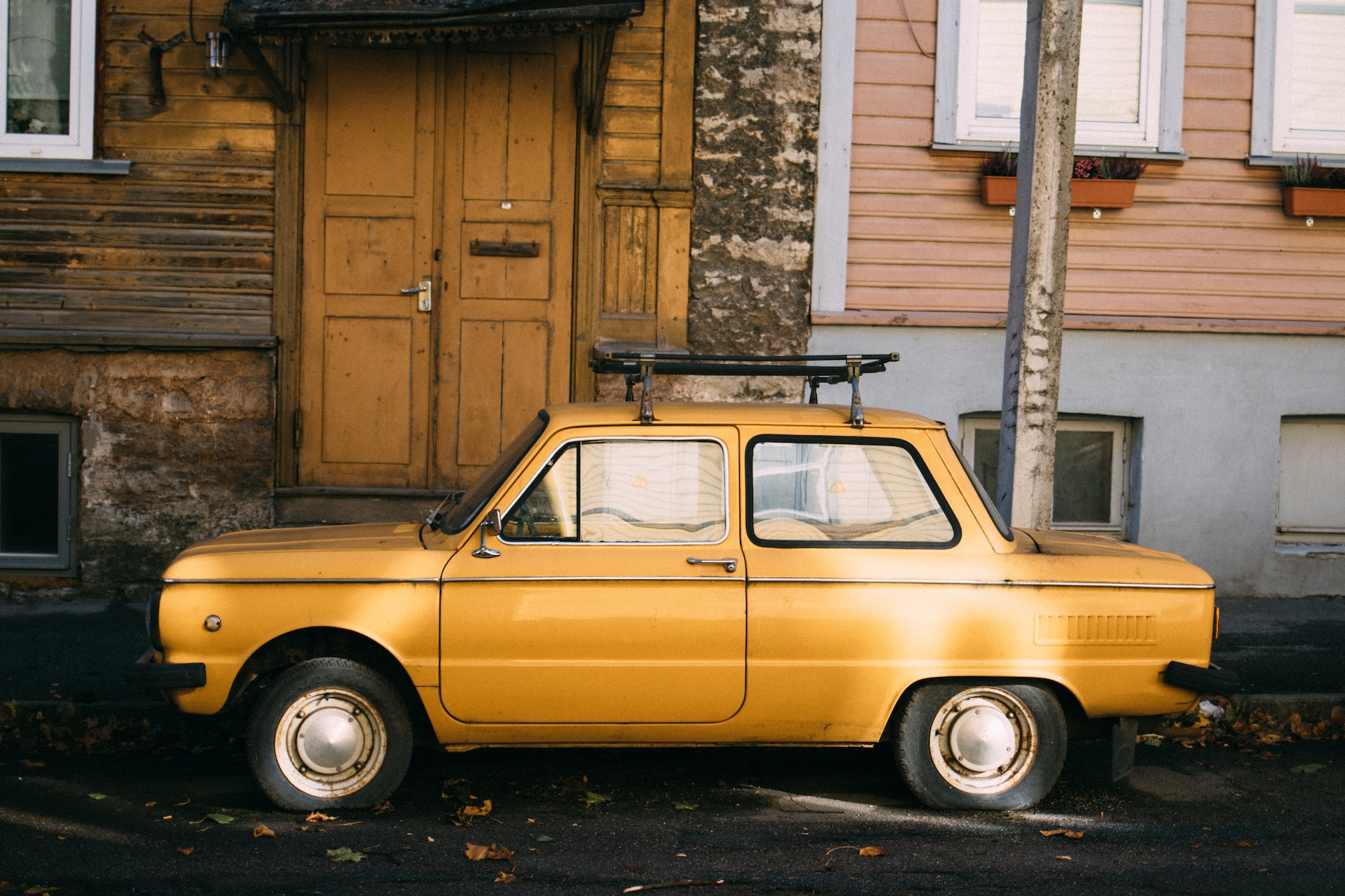 old yellow car