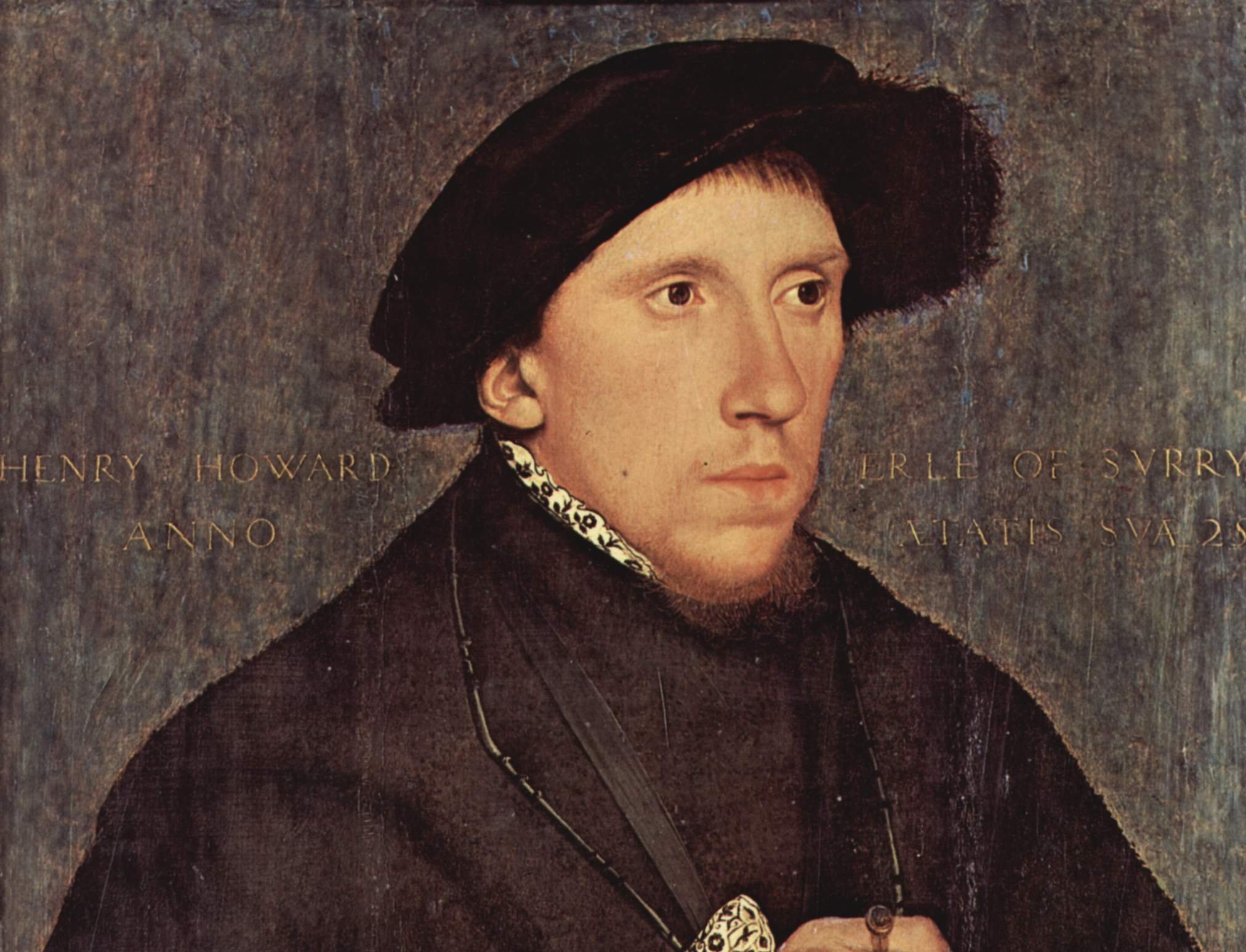 Henry Howard Earl of Surrey c 1541-43 in brown clothes and a hat