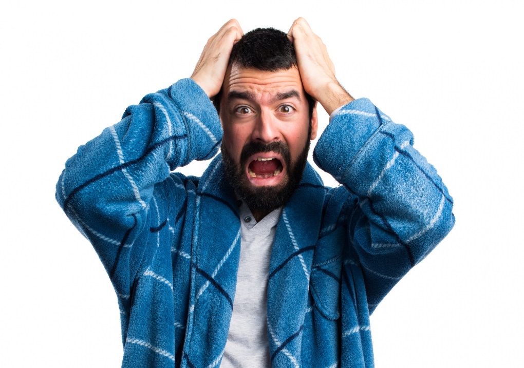 Frustrated man panicking.