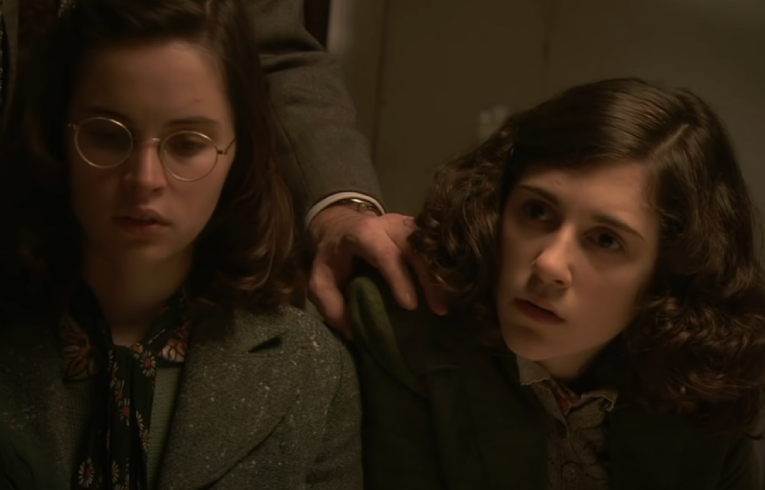 Screenshot: (Ellie Kendrick) Anne Frank and (Felicity Jones) Margot Frank - From BBC ,The Diary Of Anne Frank (2009)