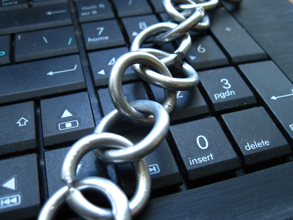 Chain on computer keyboard